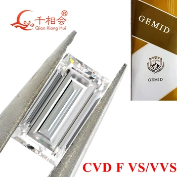 CVD deimantas E F balta spalva 0.8ct -1ct VS1 aiškumo bageto forma Trapecijos formos pjūvis GEMID sertifikuotas laboratorijoje išaugintas deimantinis birus akmuo