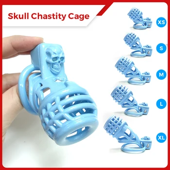 TS CD Evil Shiny Chastity Cage Devices Sissy Slave Male Bondage Cock Ring Cage for Men Gay Ladyboy Shemale BDSM Suaugusiųjų sekso žaislai