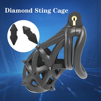 3D Skaistybės gaidžio narvas su įgėlimu Šlaplės užraktas Vyro varpos žiedas Vergijos diržas Suaugusiųjų sekso žaislai vyrams Erotinis prietaisas BDSM produktas 18