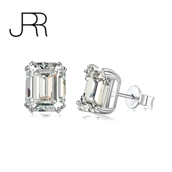 JRR 100% 925 svarų sterlingų sidabro smaragdo pjūvis 4CT didelio anglies deimantų auskarai auskarai vestuvių vakarėlis Moterų papuošalų lašas Pristatymas