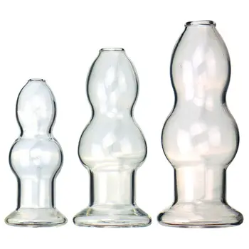 Stiklo krištolo tuščiaviduriai speculum žvilgčiojantys analiniai karoliukai Užpakalio kištukai su dviejų kanalų išangės išsiplėtimu Suaugusiųjų sekso žaislai moterims Vyrai Sexshop