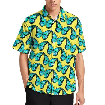 Madingi marškiniai trumpomis rankovėmis vyrams Mielas drugelio atspaudas Laisvalaikio Havajų marškiniai trumpomis rankovėmis Atostogų palaidinės Oversize Clotheing