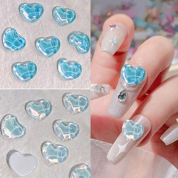 Love Heart Star Shape Nail Rhinestones Art Charms Square Round Glass Gems Stones Jewelry Aurora 3D Nagų dailės dekoravimo reikmenys