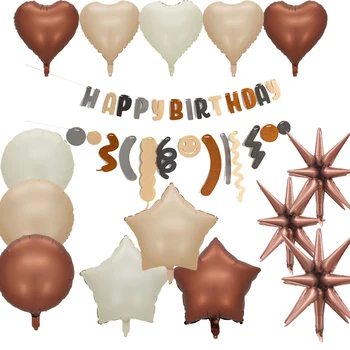 Balionų derinys Kreminė karamelė Šokoladas Širdies forma Žvaigždės forma Sprogstanti žvaigždė Apvalus gimtadienis Valentino vakarėlis