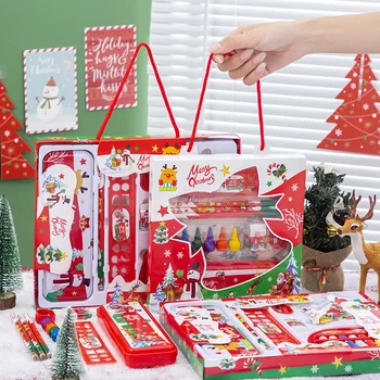 Kalėdinės kanceliarinės prekės Išskirtinis studentų dovanų dėžutės rinkinys Naujųjų metų mažų dovanų vaikams piešimo reikmenys mokyklos darželio prizas