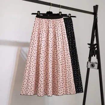 Fabrikinė didmeninė mada Naujas moteriškas sijonas Spausdinimas Polka taškuoti plisuoti sijonai