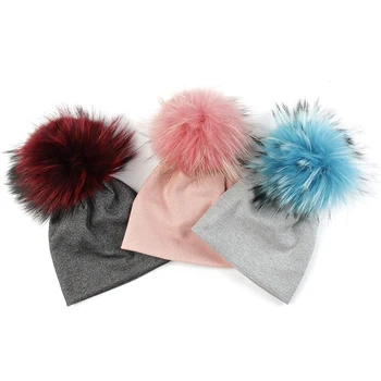 Baby Girls Boys Multicolor Fashion Beanies Infant Newborn Warm Beanie Hats Soft Unisex Cute Real Fur Pompom Candy Color Cap