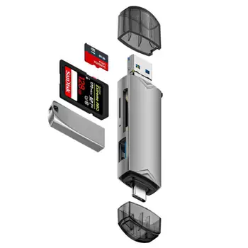 Naujas kortelių skaitytuvas USB 3.0&C tipas į SD Micro SD TF kortelių skaitytuvas PC nešiojamųjų kompiuterių priedams Smart Memory Cardreader SD kortelių skaitytuvas