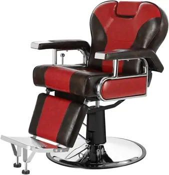 Heavy Duty Barber Kėdės Hidraulinės atlošiamos kirpyklos kėdės Salono kėdės Salono įrangos stiliaus kėdė (raudona/ruda)