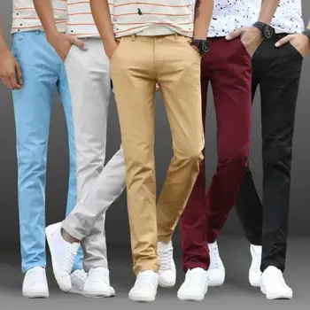 Business Casual Long Pants Suit Pants Solid Color Pockets Cotton Male Pants Plus Size Autumn Elastic Straight Formal Kelnės