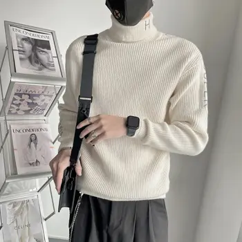 Rudens žiemos KPOP mados stilius Harajuku Slim Fit Tops Loose All Match Casual Undershirt High Collar Solid Ilgomis rankovėmis megztiniai