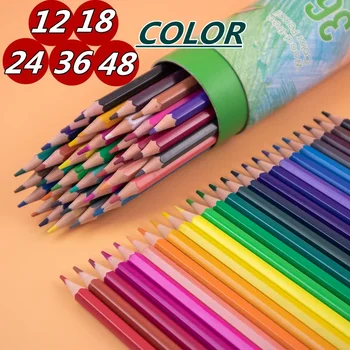 Pretty 48 spalvotų pieštukų rinkinys vaikams Kawaii Kanceliarinės prekės Piešimas Spalvoti pieštukai vaikams Tapybos meno reikmenys