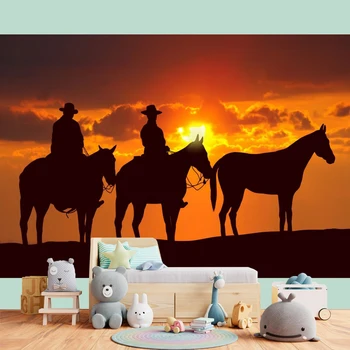 Amerikos Vakarų kaubojų vakarėlis Fonas Kanjonas Rancho arklys Rodeo Saulėlydžio gimtadienio dekoro reklamjuostės reikmenys vaikams Berniukų dekoracijos