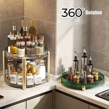 360 Besisukantis padėklas Patefono organizatorius virtuvės prieskoniams Vonios padėklas Neslystanti saugykla Prieskonių stovas Konteineriai moterims