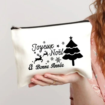 Joyeux Noël Kosmetikos krepšys Linksmų Kalėdų dovanų tualeto reikmenys Lūpų dažų makiažo krepšys Moterų kosmetikos dėklai Organizatorius Tualeto reikmenų krepšys Piniginė