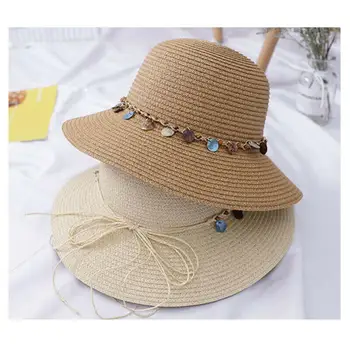 2022 Nauja vasara Moterys Blizgučiai Šiaudinė skrybėlė Platus kraštas Diskeliai Panamos skrybėlės Moteriška ponia lauke sulankstoma anti-UV paplūdimio saulės kepurė