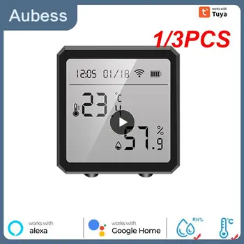 1/3PCS Tuya Smart WIFI temperatūros ir drėgmės jutiklis Vidinis higrometras Termometras su LCD ekranu Alexa