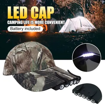 Clip Cap Light Praktiškas galvos žibintas 5 LED galvos žibintas naktinės žvejybos lemputė Kepurės šviesos dangtelis žvejybai kempinge