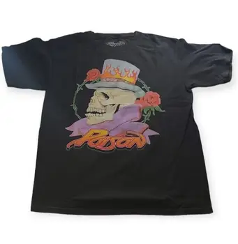 Poison T Shirt 80s Heavy Rock Hair Metal Skull Rose Band Concert Men Size M