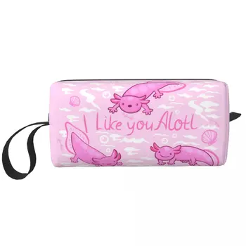 I Like You Axolotl Tualeto reikmenų krepšys Moterys Salamndra Gyvūnų kosmetikos makiažo organizatorė Lady Beauty Storage Bags Dopp Kit Case Box