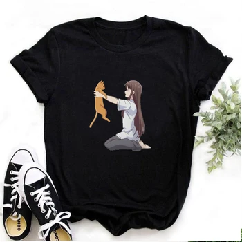 Vasariniai drabužiai Vaisių krepšelis Kawaii Funny Anime Print Oversize Unisex marškinėliai Soft Casual Vyriški apvalūs kaklai Trumpomis rankovėmis