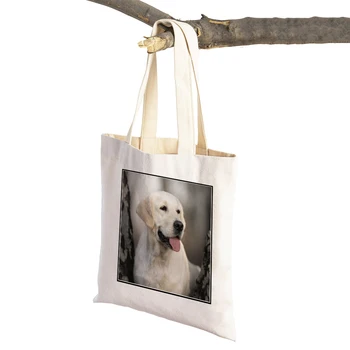 Atsitiktinis Labradoro retriveris Pirkėjų krepšys Lady Canvas Tote rankinė Daugkartinio naudojimo mielas naminis gyvūnas Spausdinti Pečių pirkinių krepšys moterims