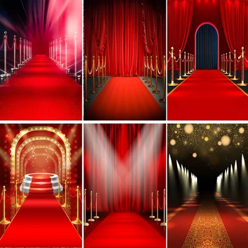 Laeacco Raudonosios ceremonijos kilimo scenos fonas Prabangus Holivudo vakarėlių dekoras Baigimo prom Vip portretinės fotografijos fonas