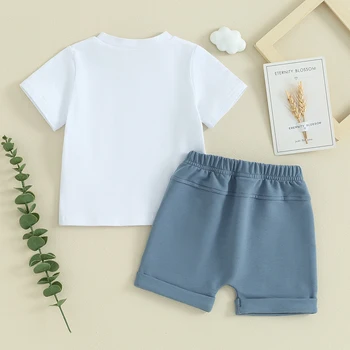 Baby Boy Summer Clothes Letter Print Marškinėliai trumpomis rankovėmis Stretch Rolled Shorts Mieli naujagimio apdarai