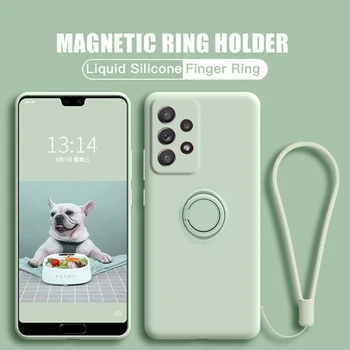 magnetinio žiedo laikiklis minkštas silikoninis telefono dėklas, skirtas Samsung Galaxy S23 S22 S21 S20 FE Note20 Ultra A13 A33 A53 A51 A71 dirželio dangtelis