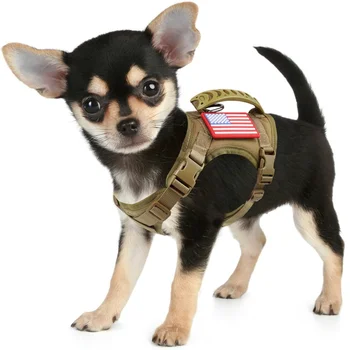 Taktiniai XS šunų pakinktai Reguliuojama k9 karinė šuniuko liemenė lauko treniruotėms Molle sistema Guminė rankena Lengva valdyti
