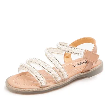 Mergaičių batai 2020 m. vasara Naujos merginos Mados kalnų krištolas Karoliukai Mažoji princesė Paplūdimio batai 3-12 metų kūdikių vaikų sandalai