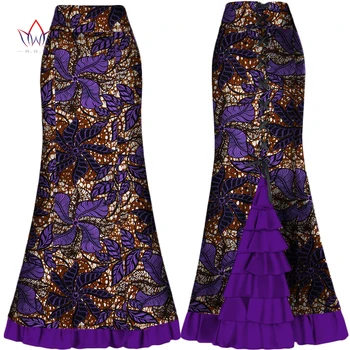 Afrikietiški sijonai moterims Ilgas Maxi sijonas Tvarstis plius dydis Drabužiai Afrikos raukšlės Dėvėti vientisus moteriškus drabužius 4xl Natural Wy300