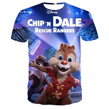 Disney Funny Chip n Dale marškinėliai Drabužiai Kid Girl Boy 3D Fashion Trumpomis rankovėmis Tee Women Men Summer Street Casual Tops Tee-Shirt