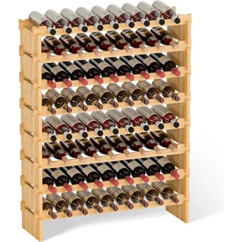 8 pakopos vyno stovas laisvai pastatomos grindys - vyno butelių laikiklis 72 butelių sudedamos vyno laikymo lentynos (riešutmedžio), vyno butelių laikiklis