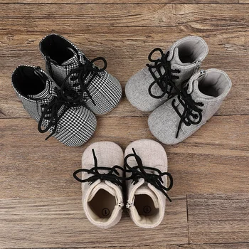 Klasikiniai kūdikių batai Berniukas Mergaitė Pirmosios vaikštynės Naujagimis Kieti laisvalaikio plokšti sportbačiai Kūdikiai Medvilniniai batai Neslidūs Šilti vaikščiojimo batai