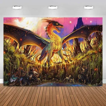 Pasakų drakono gobelenas Fono fotografija Fatasy pasaulis Gyvūnų fono dekoravimas Miegamasis Svetainė Koledžo bendrabučio reklamjuostė