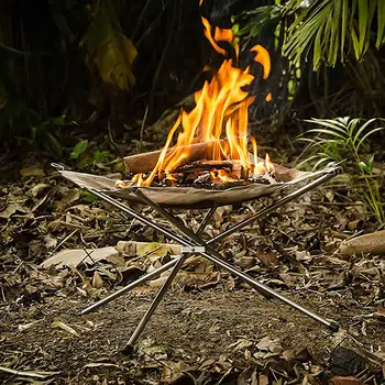 Lauko ugnies deginimo duobės stovas nešiojamas kietojo kuro stovas sulankstoma viryklė Ugnies rėmas Greitas šildymas Medžio anglies krosnis Kempingo įrankis