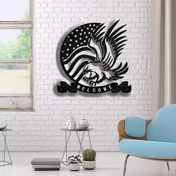 1pc Amerikos erelio vėliavos metalinių sienų menas, metalinio erelio ženklas, kambario dekoracija, šeimos sienų dekoras ir dovana