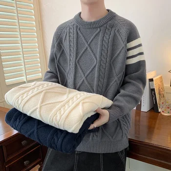 Madingas trikotažas Žieminis megztinis Vyriškas sutirštintas Naujas korėjietiškas stilius Madingas Laisvas ir Dailus Paaugliai Jaunesnysis