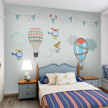 beibehang custom Cartoon karšto oro baliono lėktuvo tapetai vaikams kambario fonas papel de parede 3D freskos sieninis popierius