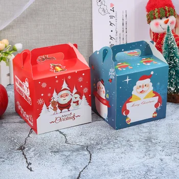 20 vienetų/lotų kvadrato kalėdinė obuolių pakavimo dėžutė kūrybinis animacinis filmas Kūčių vakarą obuolių laikymo dėžutė nešiojama saldainių pakavimo dėžutė