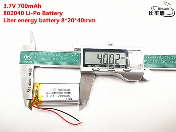 5vnt Litro energijos baterija Geras Qulity 3.7V,700mAH,802040 polimerų ličio jonų / ličio jonų akumuliatorius TOY, POWER BANK, GPS, mp3,mp4