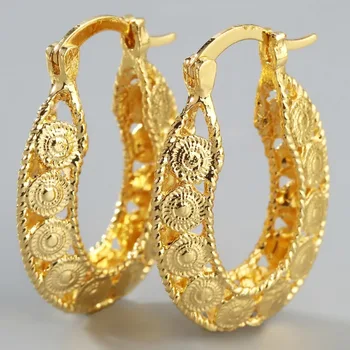Fashion Oval Hollow Out Metaliniai lankų auskarai moterims Merginos Vintege Aukso spalvos žavesys Papuošalų dovanos 2023 Nauji aksesuarai