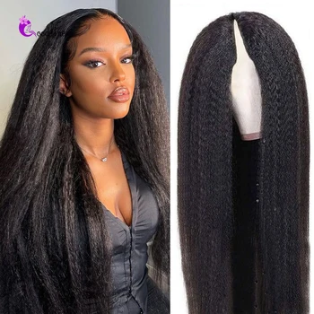 Kinky Straight V Part Wig Glueless Full Machine Made Peru Human Hair Wigs Ready To Wear Not Leave Out Yaki Straight for Women