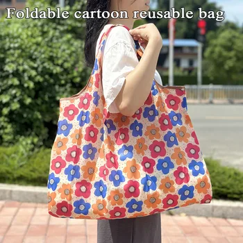Didelis krepšys ECO daugkartinio naudojimo pirkinių krepšys Gėlės Gyvūnai Spausdinti sulankstomas Perdirbti Nešiojamas pečių krepšys Rankinės Maišelis Laikymo krepšys