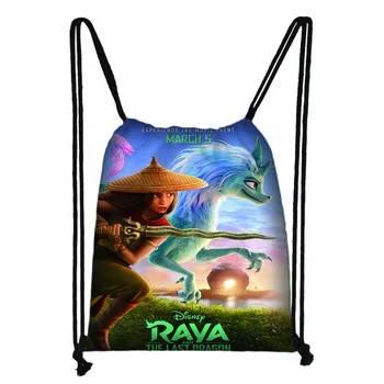 Disney Raya and The Last Dragon Daily Casual Bag Boy Girl Knapsack Drawstring Bags Storage Bag Shopping Beach Bags