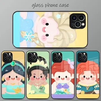 Disney Princess telefono dėklas Karštas grūdintas stiklas iPhone 15 14 13 12 11 Pro XS Max Mini X XR 8 7 6s Plus SE2020 dangtelis