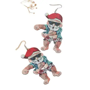 Nauji kalėdiniai mados auskarai Animacinis personažas Kalėdų senelis Akrilas Miela kalėdinių auskarų dovana