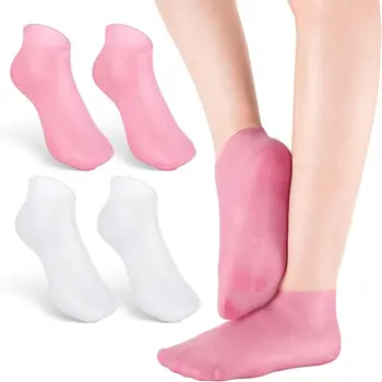 1Pair silikoninės drėkinamosios SPA gelinės kojinės su kulnais Pėdų priežiūros kojinės Įtrūkusi negyva oda Pašalinti apsauginę priemonę Skausmą malšinančios pedikiūro priemonės
