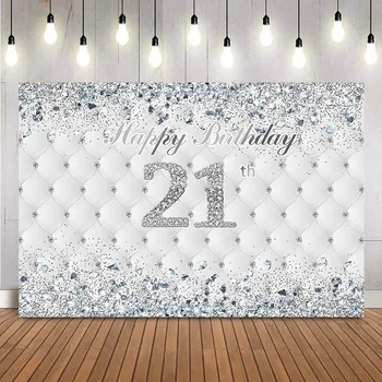 Sliver blizgučiai deimantai suaugusiesiems tema gimtadienio šventės dekoravimas fonas 21-ojo gimtadienio šventės mergaičių tema gimtadienio nuotraukų fonas